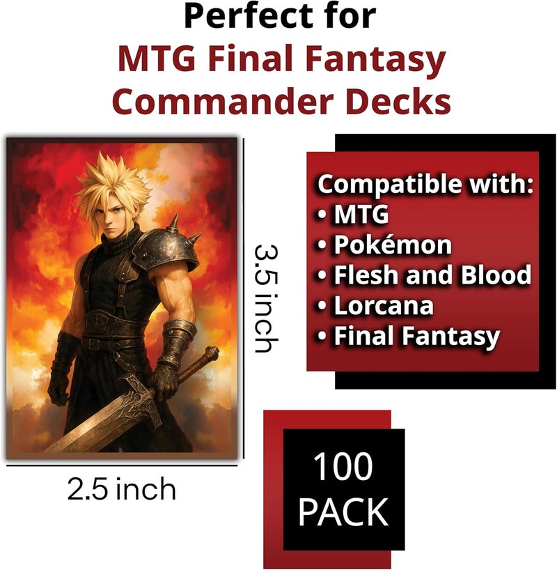 Digital Sorcery Studio Anime Mercenary Soldier Card Sleeves 100 Pack – Compatible with MTG & TCGs – Perfect for Cloud Final Fantasy Commander Decks – Premium Card Game Sleeves for Magic - Image 5